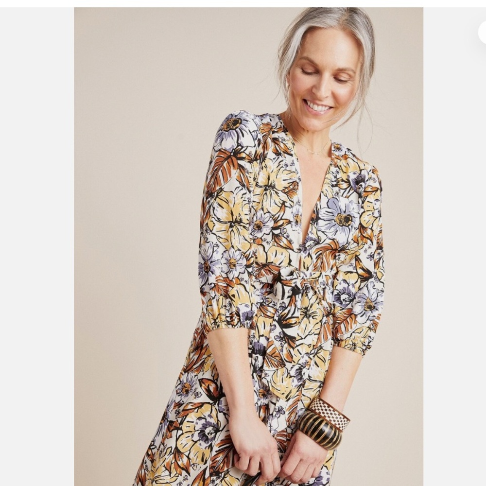Faithfull the Brand Chloe Floral Midi Dress in Blue and Yellow